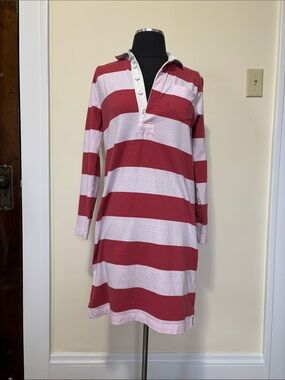 J. Crew Always Striped Rugby Shirt Dress in Pink Stripes